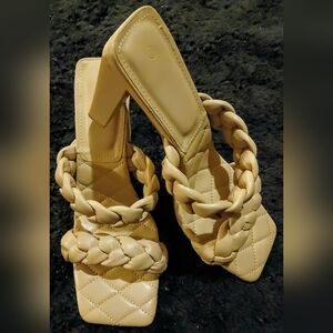 Cream Braided Strap Heels